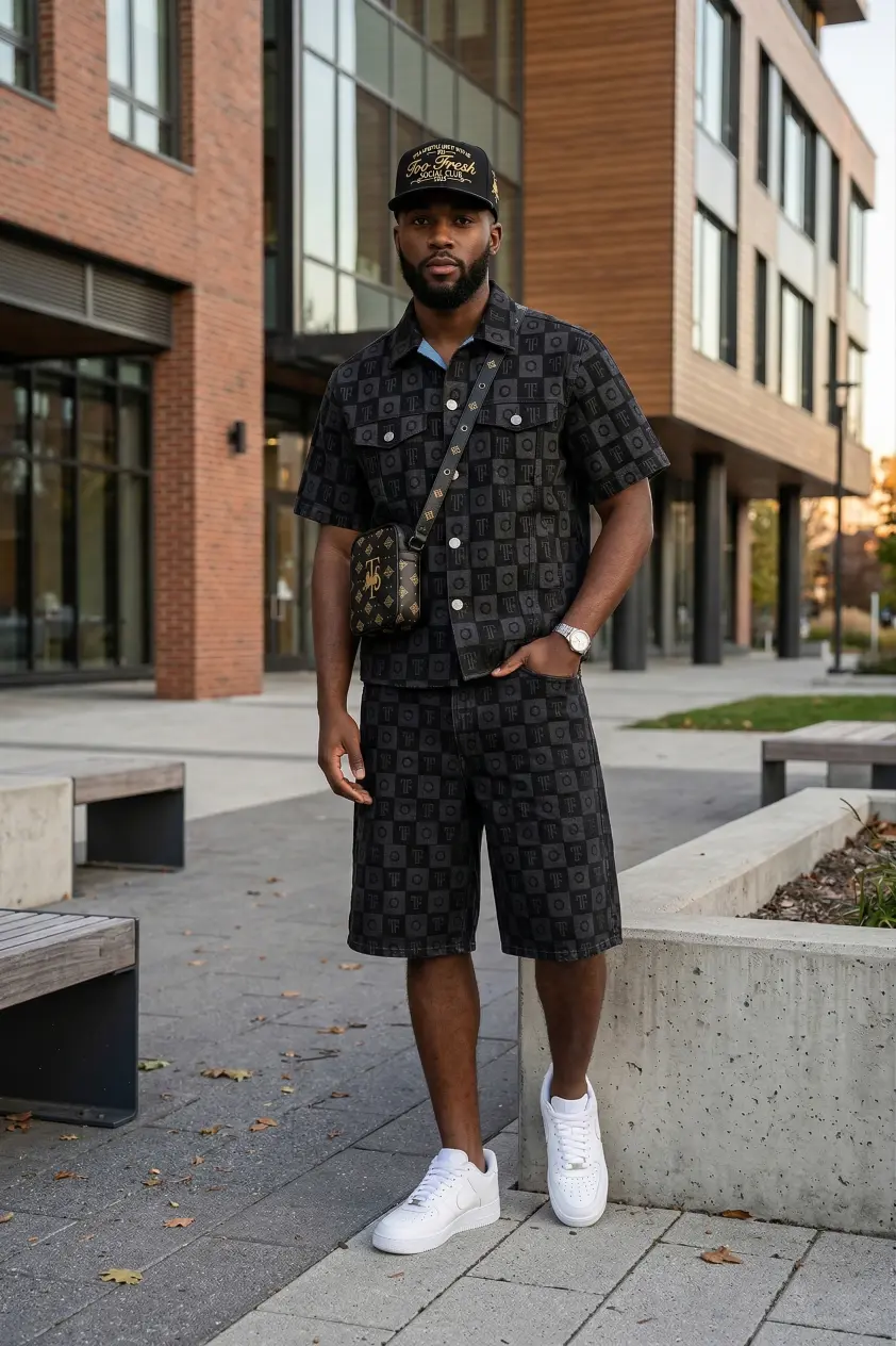 tf luxe patterned denim shirt